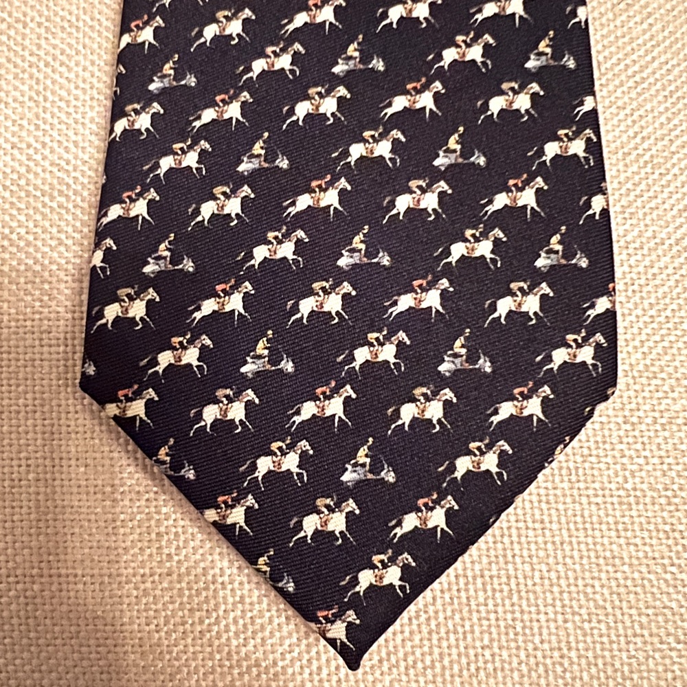 Hermes men’s silk tie navy